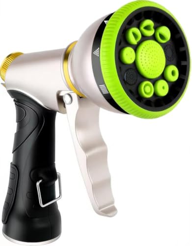 Garden Hose Nozzles,9 Spray Patterns Heavy Duty Metal Hose Sprayer Nozzle (Green) - color: Green