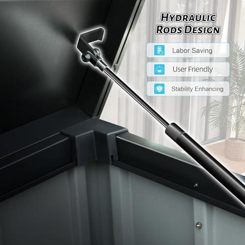 190 Gallon Galvanized Steel Storage Shed, Lockable Rolling Outdoor Box, 49" - color: Dark Gray-B