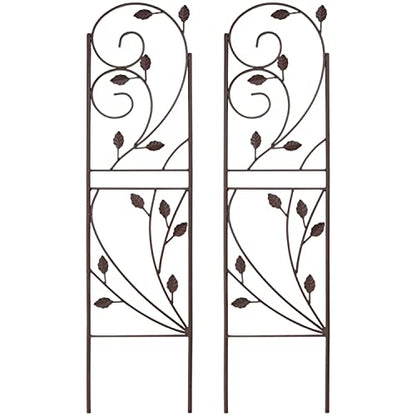 Sunnydaze 32-Inch Rustic Plant Design Outdoor Garden Trellis - Metal Wire Plant Support Trellis for Climbing Plants - Brown - Set of 2 - style: Rustic