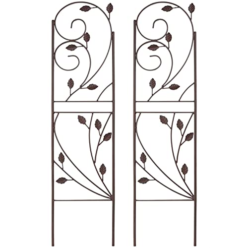 Sunnydaze 32-Inch Rustic Plant Design Outdoor Garden Trellis - Metal Wire Plant Support Trellis for Climbing Plants - Brown - Set of 2 - style: Rustic