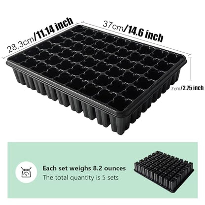 RooTrimmer 54 Cell Seed Starter Trays, 2.8" Deep Plug Tray Seedling for TD377 Nursery Tray, Super Thick Reusable Trays for Easy Transplantation (11.14inch ×14.6 inch, 5-Pack) - size: 54 Cells Plug Tray-5P