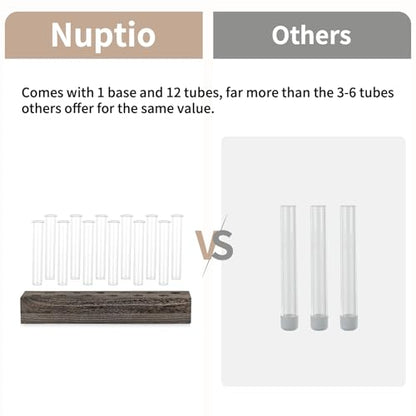 NUPTIO Vase Wedding Centerpiece, 15" Long Wood Base and 12 Pcs Test Tube