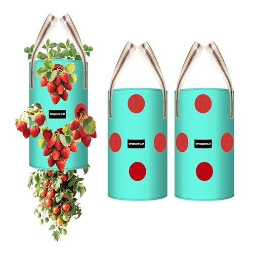 3 Pack 3 Gallon Hanging Strawberry Planter Bags for Tomatoes - size: 3 Gallon