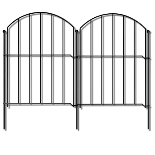 GOTGELIF Decorative Garden Fence 25 Panels, 17''(H) x26.7FT(L) Arched No Dig Animal Barrier with 26 Rustproof Stakes - Metal Dog Fence for Small Pets, Yard & Patio Border, Easy Install & Sturdy Design - size: 17" X 26.7FT