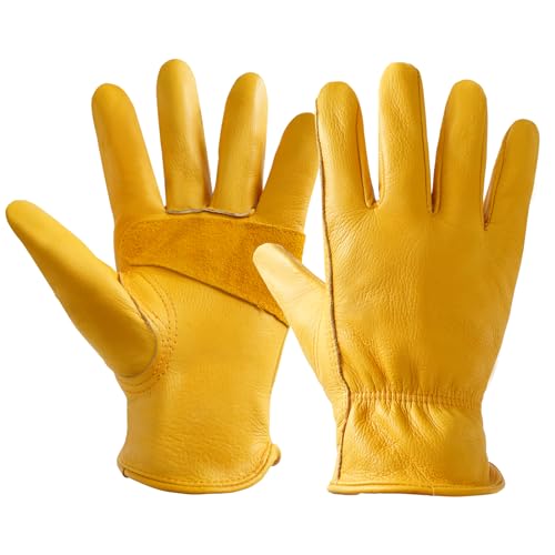 Garden Gloves, Puncture Resistant Gloves, Cowhide Protective Gloves for Gardening/Logging/Construction/Truck Driving - size: XX-Large