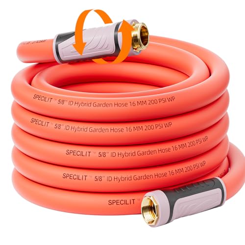 SPECILITE Garden Water Hose 25 ft x 5/8" with 360° Rotating Grip, Kink-less - size: 25 FT