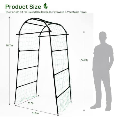 FOLLOOK Garden Arch Trellis for Climbing Plants Outdoor, 6.7ft, Black - size: 31.5" x 31.5" x 78.7"
