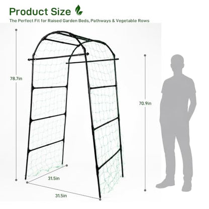 FOLLOOK Garden Arch Trellis for Climbing Plants Outdoor, 6.7ft, Black - size: 31.5" x 31.5" x 78.7"