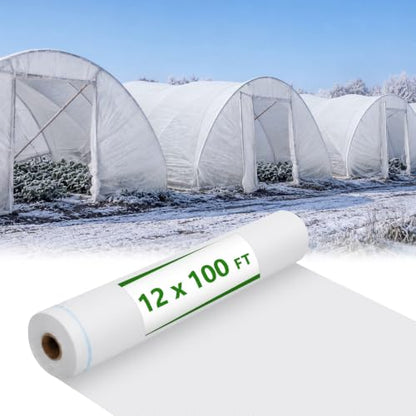 Tigeen 12 x 100 ft Frost Cloth for Plants, 45gsm Heavy Duty Frost Cover - size: 12 x 100 ft