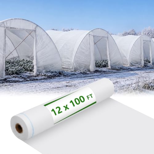Tigeen 12 x 100 ft Frost Cloth for Plants, 45gsm Heavy Duty Frost Cover - size: 12 x 100 ft