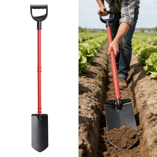 Garden Shovel, Heavy Duty Trench Shovel for Digging,12" Wide Sharp Narrow Spade, 47" Handle, Trench Shovel for Digging,Trenching, Planting,Scraping, Edging with Cutting Blade, D Handle, Foot Pedal