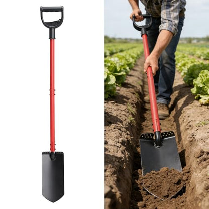 Garden Shovel, Heavy Duty Trench Shovel for Digging,12" Wide Sharp Narrow Spade, 47" Handle, Trench Shovel for Digging,Trenching, Planting,Scraping, Edging with Cutting Blade, D Handle, Foot Pedal