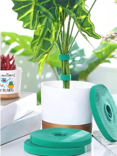 98.4 Ft Plant Ties Garden Tape, Reusable Adjustable Plant Clips for Climbing Plants, Green Nylon Self Adhesive Plant Twist Tie Strap to Support Gardening Plants - size: 98.4 FT