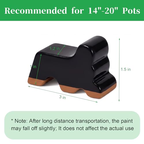 Kigeli 6 Pcs Resin Garden Pot Feet for Outdoor Planters 3 Inch Long 1.5 Inch Tall Flower Handmade Elevator Plant Feet Frost Proof Lifter for 14-20 in Pot (Black Brown) - color: Black Brown