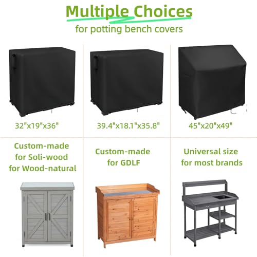 32 Inch Outdoor Potting Bench Cover for Patio Garden Cabinet with Storage
