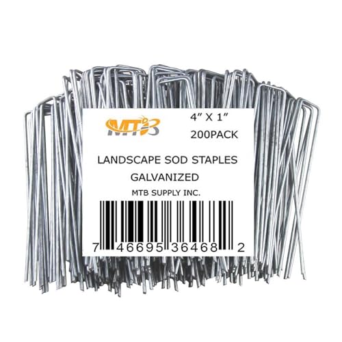 200 Pack 4 Inch 11GA(0.12inch) Galvanized Landscape Staples Garden Stakes Fence Netting Pins Ground Spikes Sod Cover Fabric Pegs - size: 4"x1" 11GA Galvanized 200 Pack