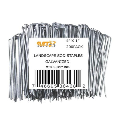 200 Pack 4 Inch 11GA(0.12inch) Galvanized Landscape Staples Garden Stakes Fence Netting Pins Ground Spikes Sod Cover Fabric Pegs - size: 4"x1" 11GA Galvanized 200 Pack
