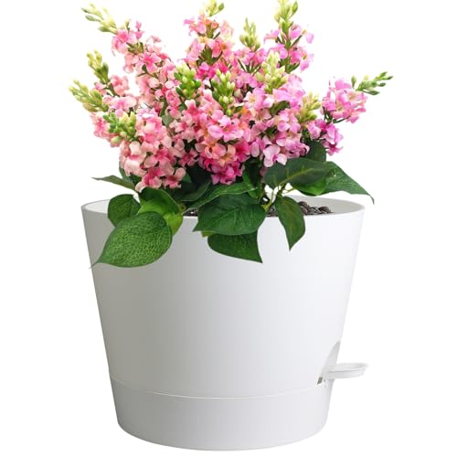 Meowell 12 inch Large Self Watering Pot for Indoor Outdoor Plants, White - color: White, size: 12inch A
