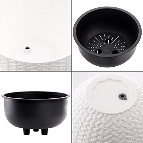 Foraineam 10.2 Inch Dual-pots Design Hanging Basket Planters Self-Watering Indoor Outdoor Hanging Flower Plant Pot with Drainer and Chain (White) - size: 10.2”