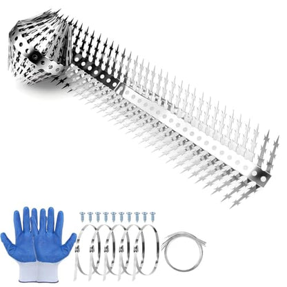Bird Spikes, Squirrels Spike, Raccoon Snake Deterrent, Squirrel Spikes, Stainless Steel Squirrel baffles for Bird feeders, Anti Climb Spikes for Birdhouse to Keep Mouse Raccoo Away, 10FT
