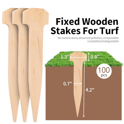 5 Inch Wooden Garden Stakes, Holding Stakes, Sod Staples for Weed Fabric, Garden Support Pegs & Fabric Pins, Netting,Turf, Landscaping and Gardening