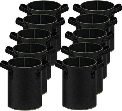 iPower 3-Gallon 10-Pack Grow Bag Thickened Nonwoven Fabric Pots Heavy Duty Aeration Container with Strap Handles for Garden and Planting Vegetable Flowers, Black with Green Stitch Sewing - color: Green, size: 3 Gallon
