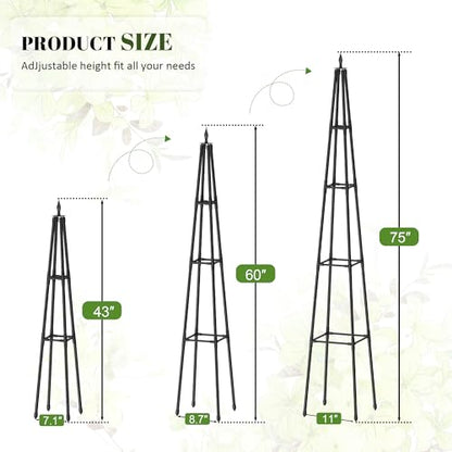 Alisisfores 6 FT Obelisk Trellis for Climbing Plants, Black - size: 6 Ft
