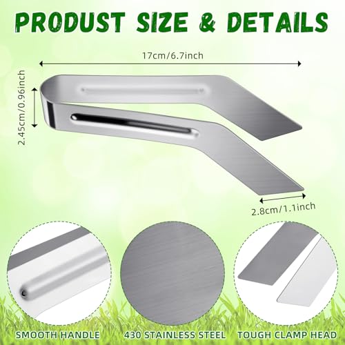Reallnaive 4 Pcs 6.7 Inch Seedling Transplant Tongs with Gardening Gloves 2 Stainless Steel Gardening Plants Transplant Tongs 2 Rubber Coated Protective Gloves with Grip for Reducing Root Damage