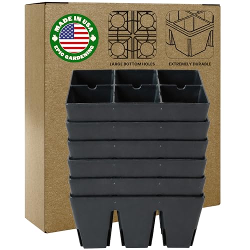 Epic Gardening 6-Cell Seed Starter Tray - 6 Trays - Black - color: Black