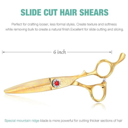 JASON Hair Cutting Scissors Shears - 6" Professional Salon Barber Slide Cut - size: 6.11