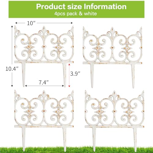 Sungmor Cast Iron Garden Edging, 10.6 Inches Tall 4 Pack Rustic White - color: Rustic White - 10.6inch Tall