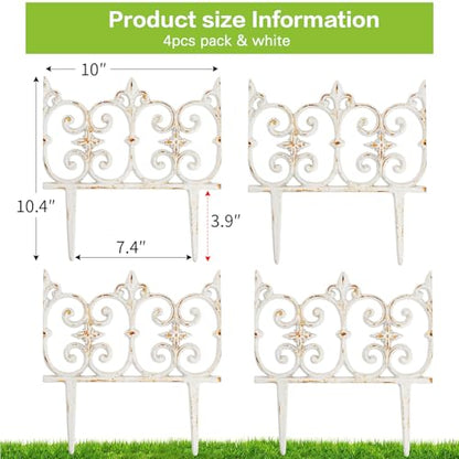 Sungmor Cast Iron Garden Edging, 10.6 Inches Tall 4 Pack Rustic White - color: Rustic White - 10.6inch Tall