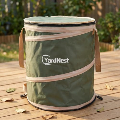 42 Gallon Collapsible Pop-Up Trash Can,Leaf Bag,22"x26",Green