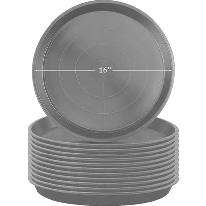 Eccliy 12 Pcs Plastic Plant Saucers Tray, Gray, 16 Inch, Round - color: Gray, size: 16 Inch, style: Round