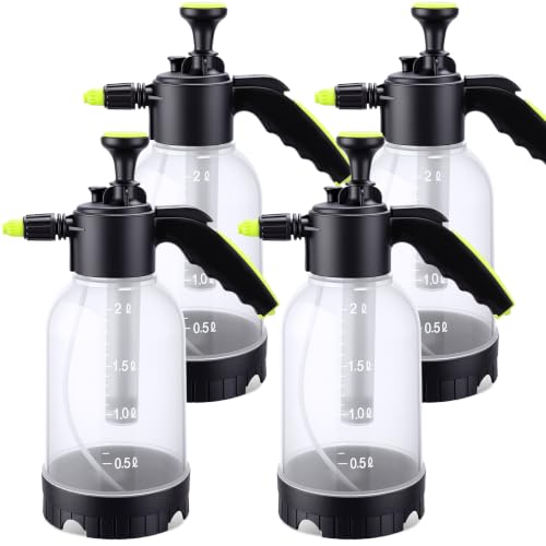 4 Pcs Plastic Handheld Pump Sprayer 1/2 Gallon Garden Pressure Spray Bottle with Adjustable Brass Nozzle Water Pump Sprayer for Plants Cleaning Household Gardeners Tasks (Clear) - color: Clear