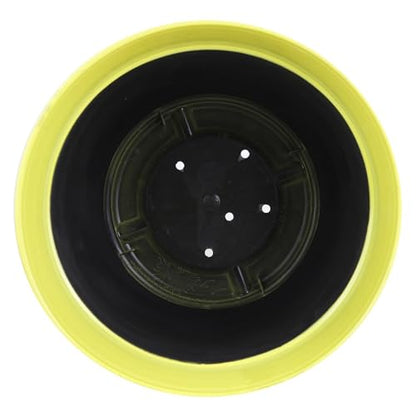 Garden Elements Indoor/Outdoor Glazed Brushed Happy Plastic Planter, Large, Bright Yellow, 15" - color: Bright Yellow