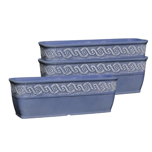 Classic Home and Garden Corinthian Trough Planter, 10", Slate Blue (3 Pack) - color: Slate Blue