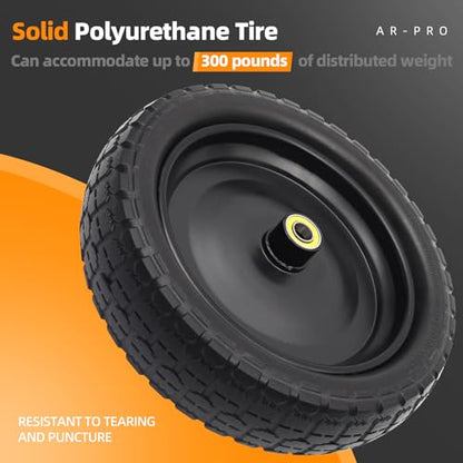 AR-PRO (4 Pack) 13" Flat Free Tire and Wheel, 5/8" Bore, 2.17" Offset Hub - size: 13" Solid Tire (4-Wheel)