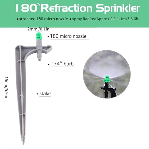 20PCS Drip Irrigation Emitters,180 Degree with Plunger Adjustable Irrigation Drippers for 1/4" Drip Irrigation Tubing, Perfect for House Garden Watering Drippers Sprayer (180 Degrees) - size: 180 degrees