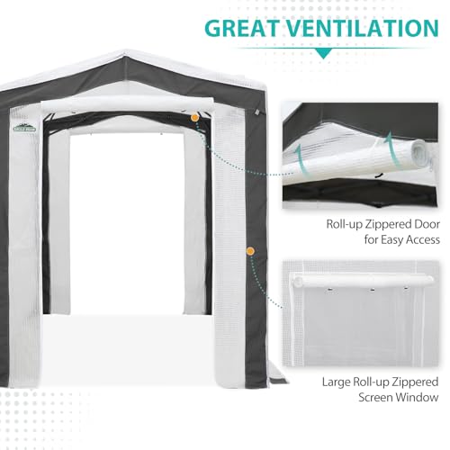 EAGLE PEAK 8x6 Walk in Pop Up Greenhouse, Gray/White - color: Gray/White, size: 8x6