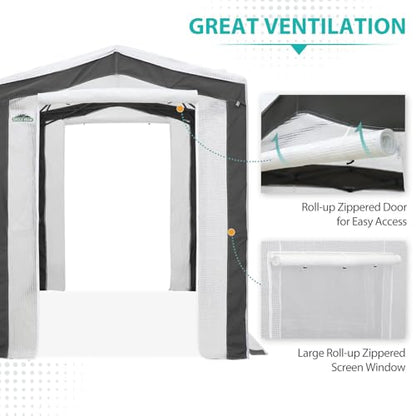EAGLE PEAK 8x6 Walk in Pop Up Greenhouse, Gray/White - color: Gray/White, size: 8x6