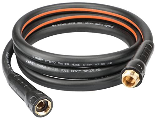 Hybrid Lead In Garden Hose 5/8 IN. x 10 FT, Heavy Duty, Lightweight, Flexible with Rotatable Grip Handle and Solid Brass Fittings, Gray+Orange - size: 10 FT