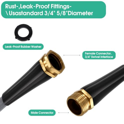 Garden Hose 50 FT, Non-Expanding Water Hose, Kink-Free, Burst-Resistant - size: 50ft
