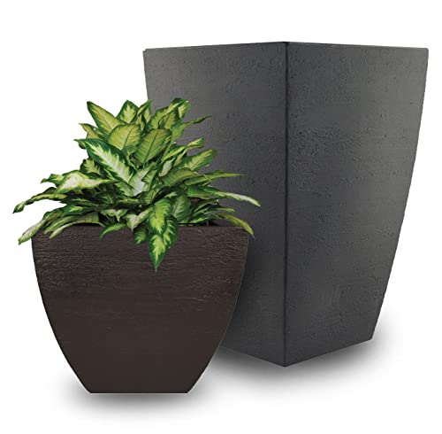 Tusco Products MSQ16ES Modern Square Garden Planter, 16-Inch, Espresso - color: Espresso, size: 16 Inch