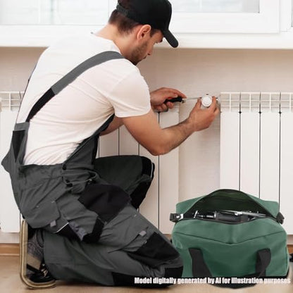 Small Tool Bag, Close Top Wide Mouth Tool Organizer Bag, Large Tool Bags - color: DarkGreen, size: 12 Inch