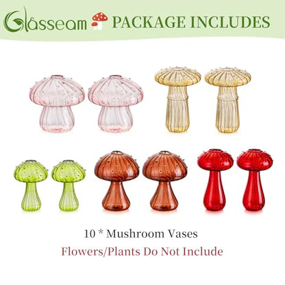 Glasseam Mushroom Plant Propagation Station: 10 Pcs Glass Mini Terrarium - color: Colorful, size: 10