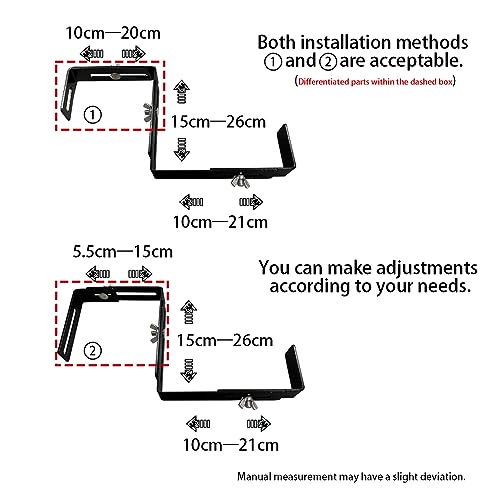 Adjustable and detachable Planter Box Brackets, flower pot bracket,hanging flower box bracket, window flower box bracket, suitable for fences, window sills, gardens, etc (Black,2 PCS)
