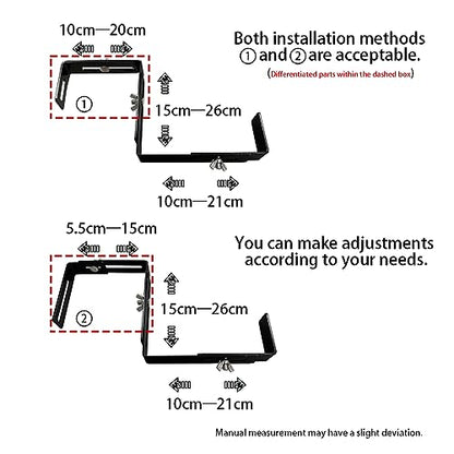Adjustable and detachable Planter Box Brackets, flower pot bracket,hanging flower box bracket, window flower box bracket, suitable for fences, window sills, gardens, etc (Black,4PCS)