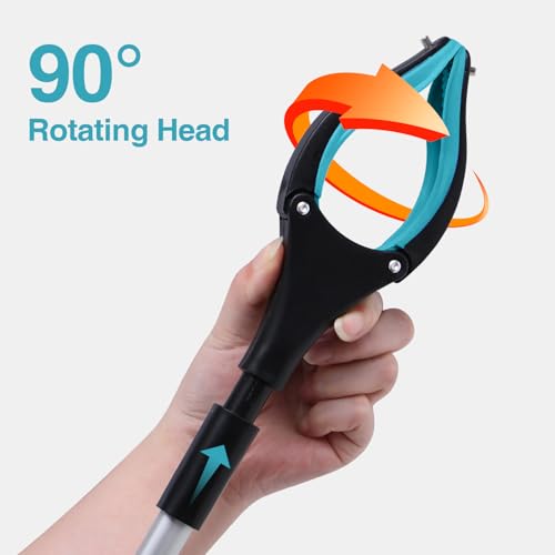 Grabber Reacher Tool 2-Pack, 32" Folding Reacher Grabber Pickup Tool with Magnets, Lightweight Grabbers for Seniors, Trash Grabber Tool with 90°Rotating Head - color: Light Blue