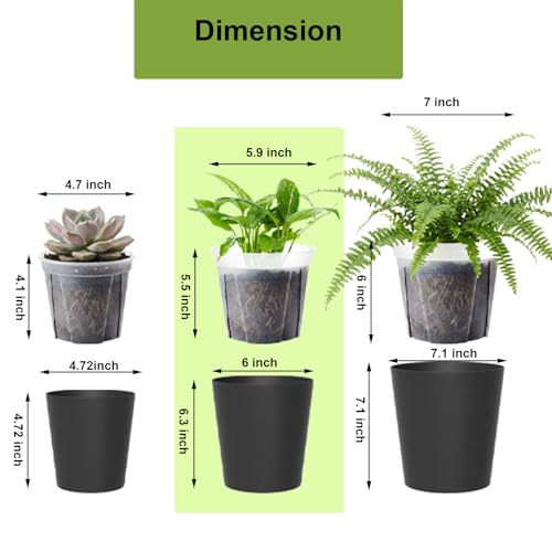 6 inch self Watering Pot with Clear Nursery Pot Inside,Black,6pack - color: Black, size: 6in(6pack)